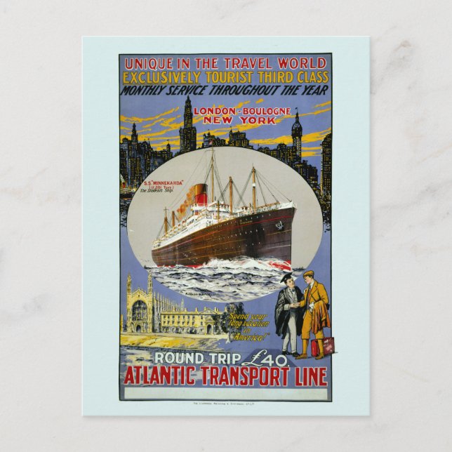 Postal Buque de crucero, línea aérea de Nueva York y call (Anverso)