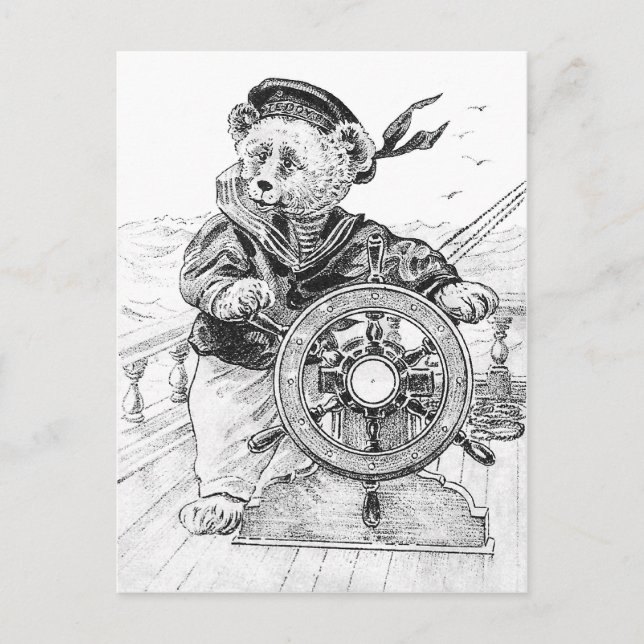 Postal Buque de dirección de Sailor Bear Sam en el mar (Anverso)