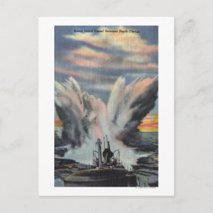 Postal Buque de patrulla naval libera una carga de profun