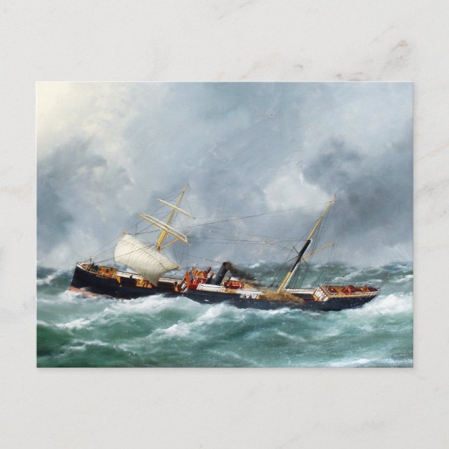 Postal Buque de vela a vapor Finsbury 1881 (Anverso)
