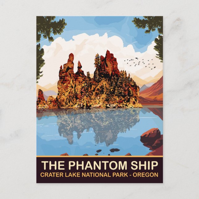 Postal Buque Pahntom, Parque Nacional Crater Lake, Oregón (Anverso)