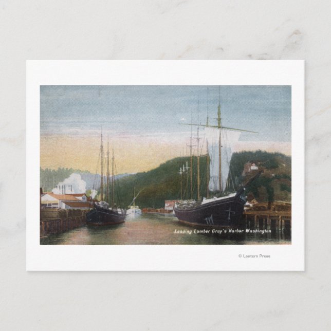 Postal Buques cargando un número de identificación (Anverso)