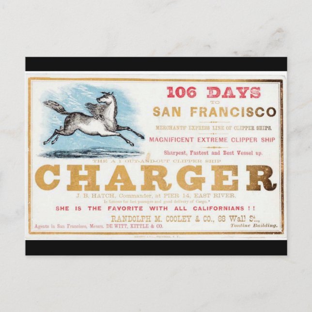 Postal Buques de vela Charger Clipper 1861 (Anverso)