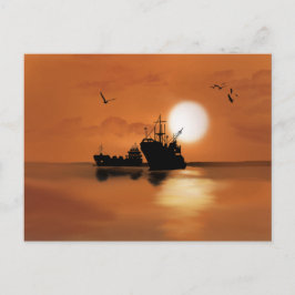 Postal Buques en el mar