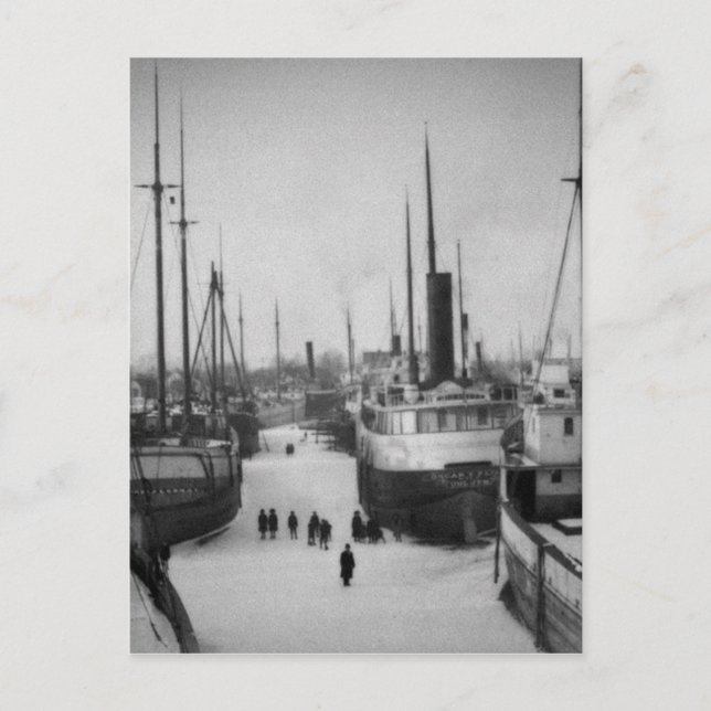 Postal Buques en la ciudad marina del río Belle Michigan (Anverso)