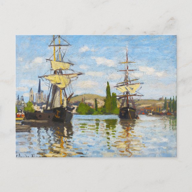 Postal Buques navegando en el Sena en Rouen Claude Monet (Anverso)