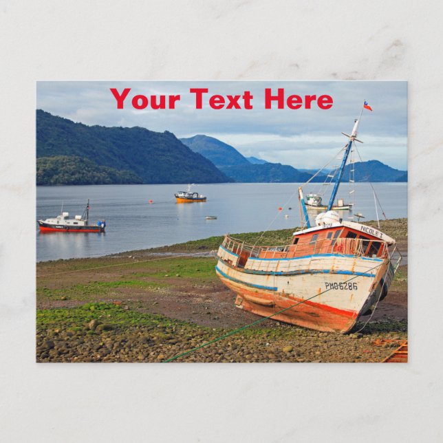 Postal Buques pesqueros, Hornopiren, Chile (Anverso)