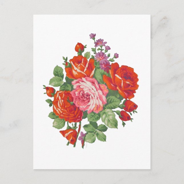 Postal Buquet de rosas de época (Anverso)