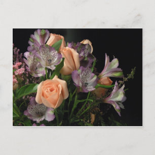 Postal Buqueta de color rosa y violeta