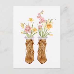 Postal Buquete floral de botas vintage