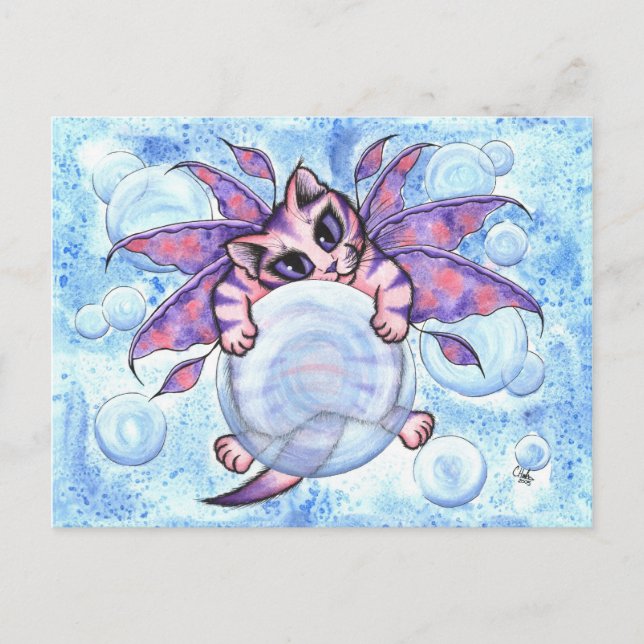 Postal Burbble Fairy Kitten Fantasy Cat Art Postcard (Anverso)