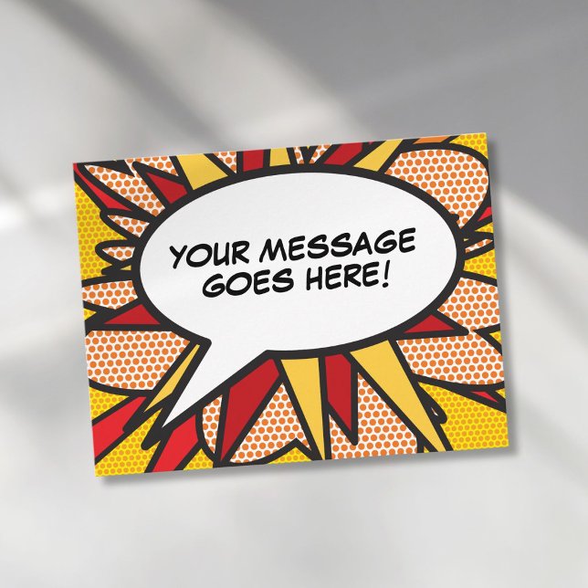 Postal Burbuja de habla personalizada divertida retro de  (Personalized Speech Bubble Fun Retro Comic Book Postcard)