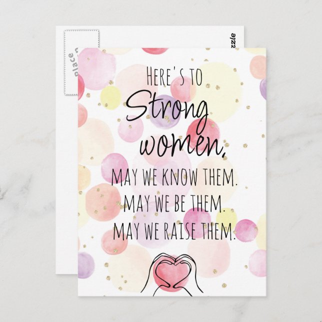 Postal Burbujas acuáticas motivacionales de mujeres fuert (Anverso / Reverso)