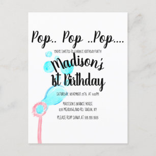 Postal Burbujas de Acuarela Cumpleaños Pop Pop Pop 