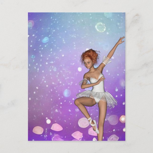 Postal Burbujas de Bokeh Pintadas Púrpura Ballerina (Anverso)