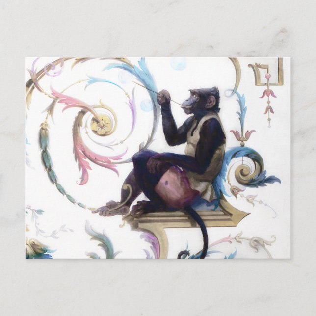 Postal Burbujas de monos que soplan (Anverso)