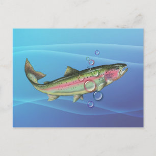 Postal BURBUJAS DE TROUT DE RAINBOW por SHARON SHARPE
