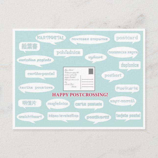 Postal "Burbujas del discurso tras el cruce" (Anverso)