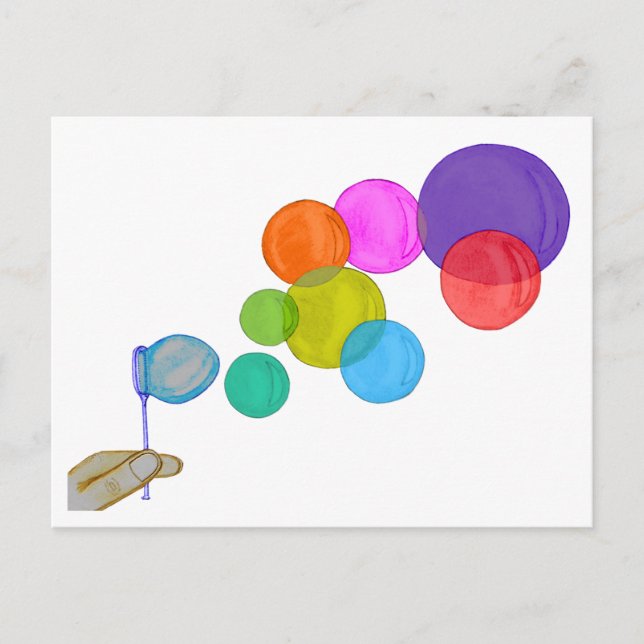 Postal Burbujas en llamas (Arcoiris) (Anverso)