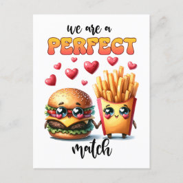 Postal Burger and Fries Punny Valentine