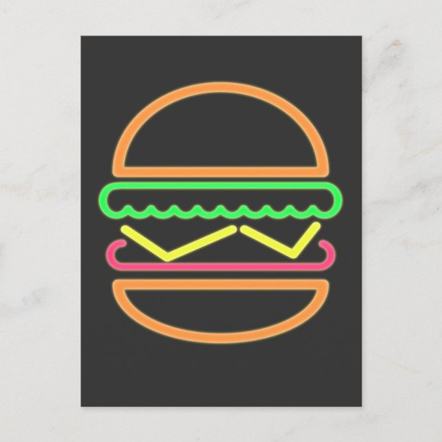 Postal Burger Neon Tshirt - Retro clásico de los 80 (Anverso)