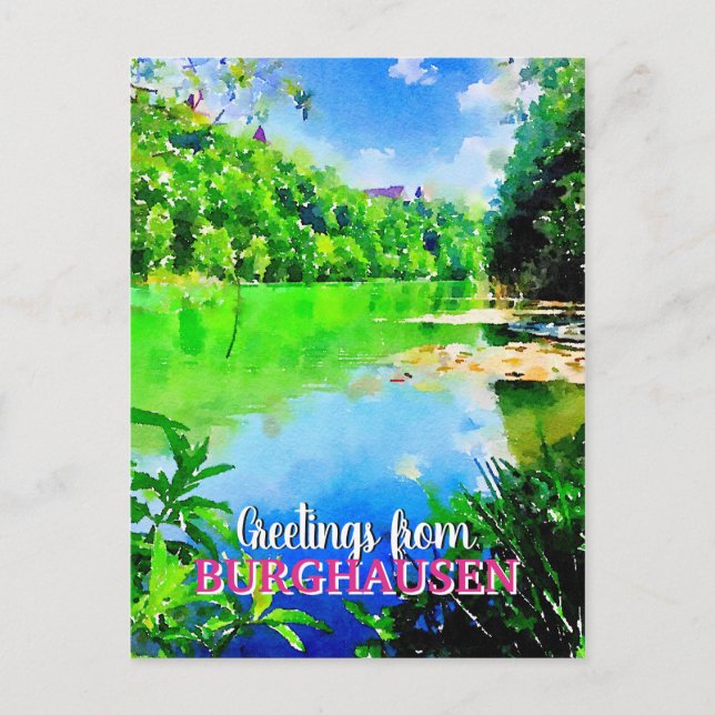 Postal Burghausen Wöhrseebad en Baviera (Anverso)