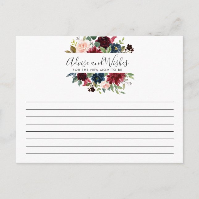 Postal Burgundy Bouquet | Bridal Shower | Consejos/deseos (Anverso)