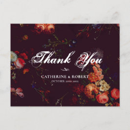 Postal Burgundy Elegante Oscuro Floral Malhumorado  