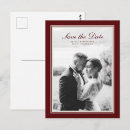 Postal Burgundy Fall Save the Date Postcard