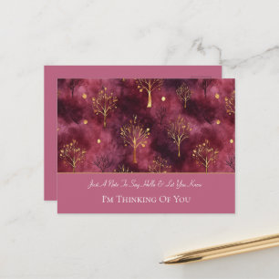 Postal Burgundy Gold Trees Pensando en Ti