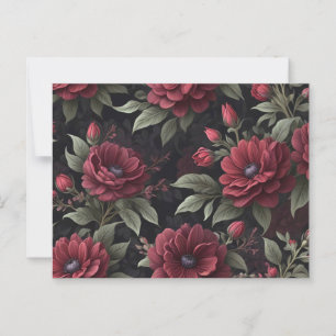 Postal Burgundy Red Flowers Gótico