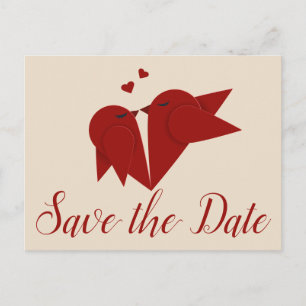 Postal Burgundy Save The Date Lovebird Boda Compromiso