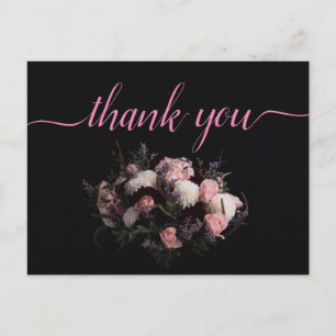 Postal Burgundy vintage oscuro Floral Gracias Postc
