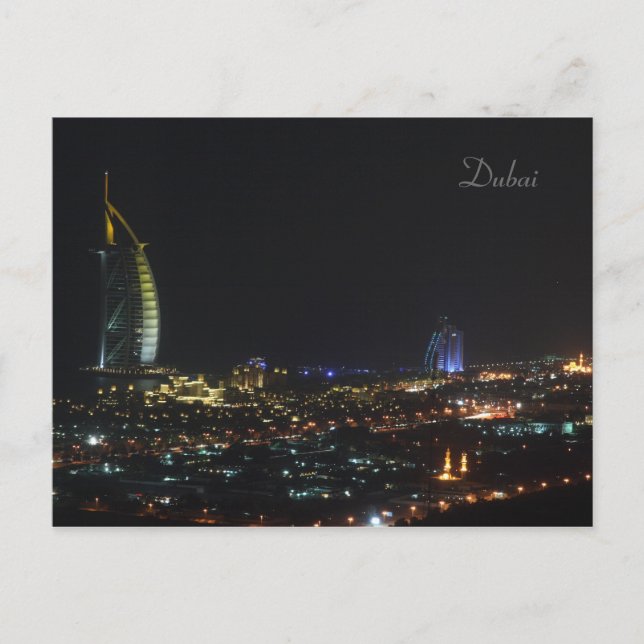 Postal Burj Al Arab de noche, Dubai - Postcard (Anverso)