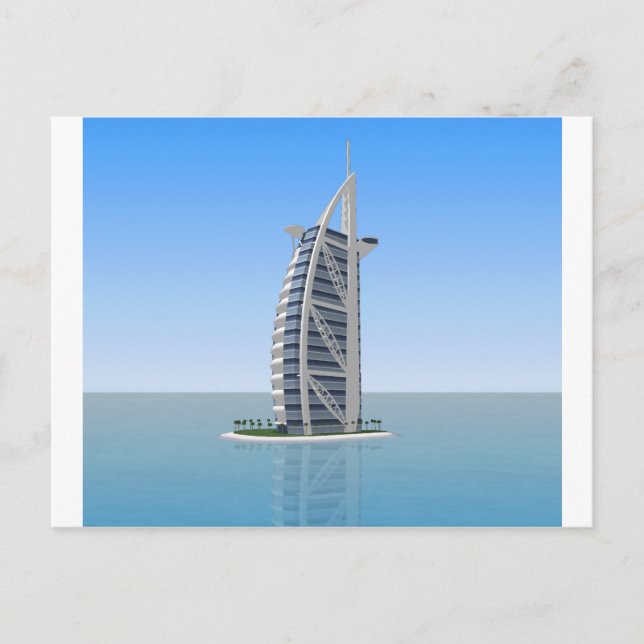 Postal Burj Al Arab Hotel Dubai: Modelo 3D: (Anverso)