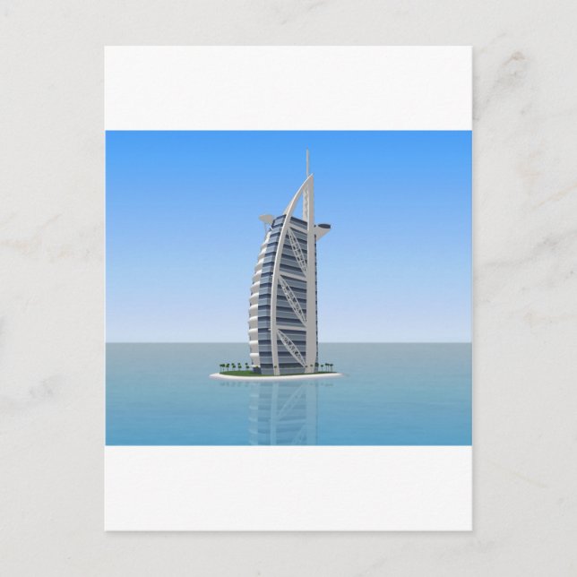Postal Burj Al Arab Hotel Dubai: Modelo 3D: (Anverso)