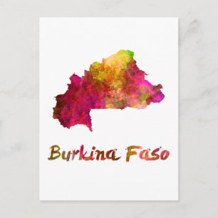 Postal Burkina Faso in watercolor 2