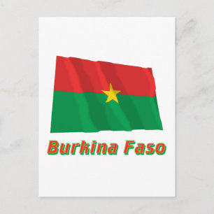 Postal Burkina Faso ondeando bandera con nombre