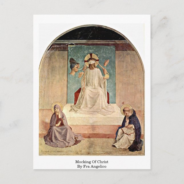 Postal Burlándose De Cristo. Por Fra Angelico (Anverso)