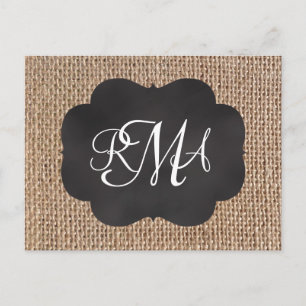Postal Burlap Chalkboard Look Triple Guión Monogramado
