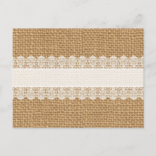 Postal Burlap con Delicado encaje - Estilo Chic Shabby (Anverso)