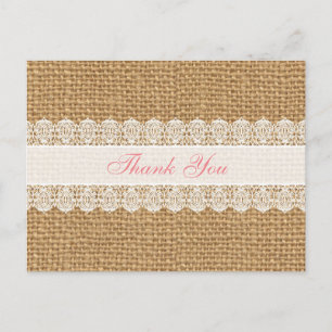Postal Burlap con Delicado encaje -Moda Gracias Rosa