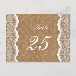 Postal Burlap de Moda rústica y boda de campo de encaje