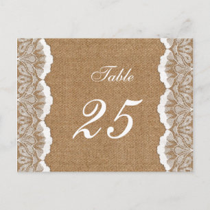 Postal Burlap de Moda rústica y boda de campo de encaje