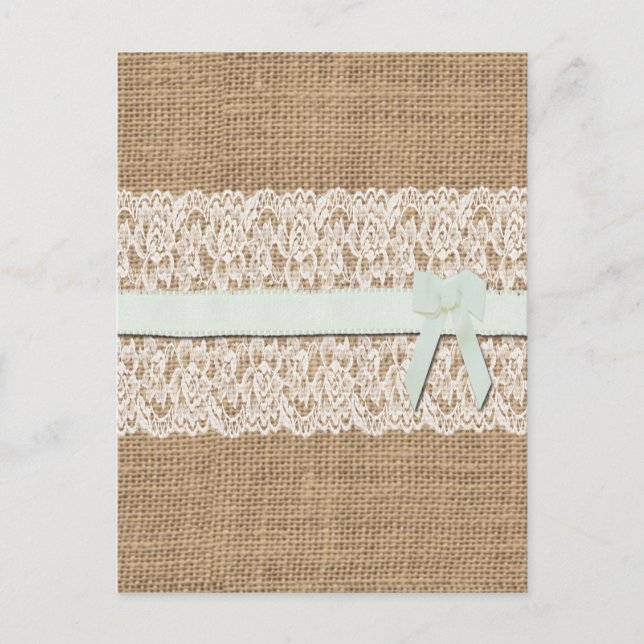 Postal Burlap, Lace y Ribbon Rústicos (Anverso)