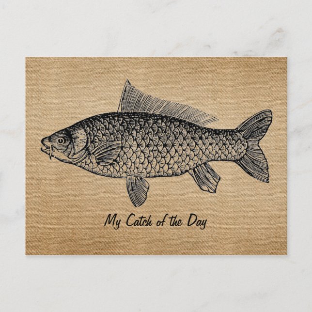 Postal Burlap Vintage Fish Catch of the Day (Anverso)