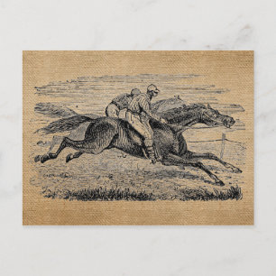 Postal Burlap Vintage Horse Carreras