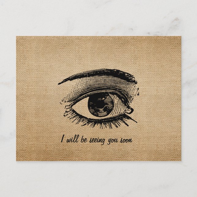 Postal Burlap Vintage te vio pronto (Anverso)