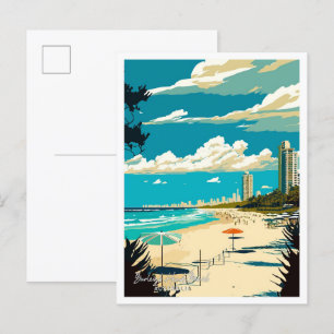 Postal Burleigh Heads Beach Australia ilustracion de Viaj