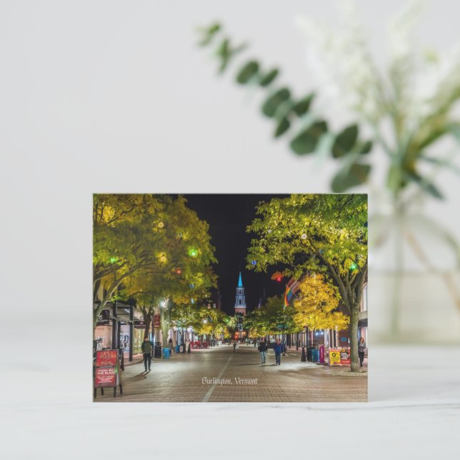 Postal Burlington, fotografía del paisaje urbano de Vermo (Anverso de pie)
